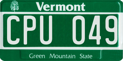VT license plate CPU049