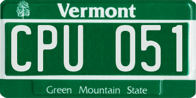 VT license plate CPU051