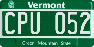 VT license plate CPU052