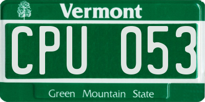 VT license plate CPU053