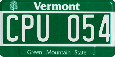 VT license plate CPU054
