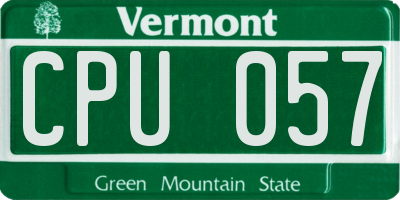 VT license plate CPU057