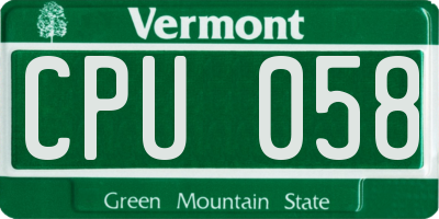 VT license plate CPU058