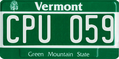 VT license plate CPU059