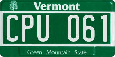 VT license plate CPU061