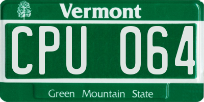 VT license plate CPU064