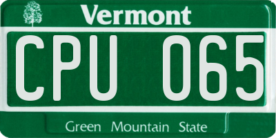 VT license plate CPU065