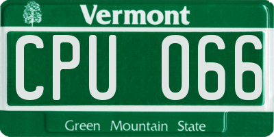 VT license plate CPU066
