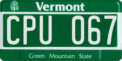 VT license plate CPU067