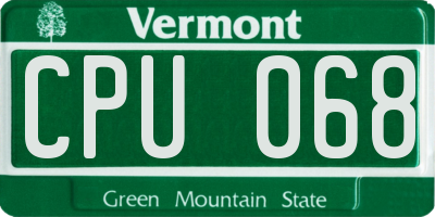 VT license plate CPU068