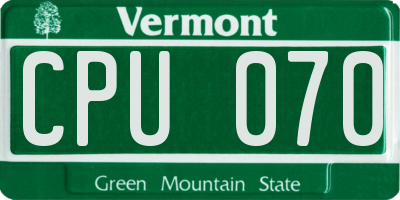 VT license plate CPU070