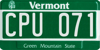 VT license plate CPU071