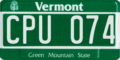 VT license plate CPU074
