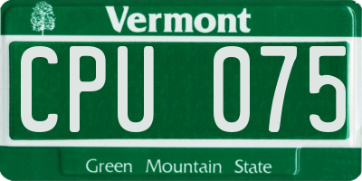 VT license plate CPU075