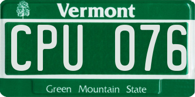 VT license plate CPU076