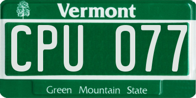 VT license plate CPU077