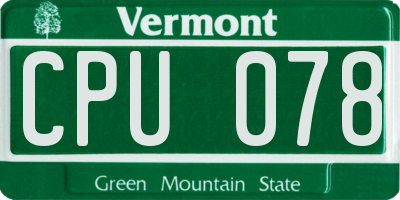 VT license plate CPU078