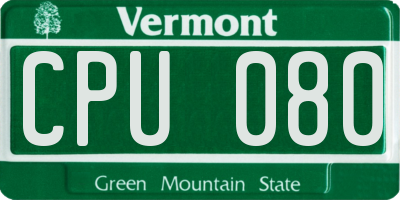VT license plate CPU080