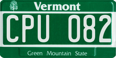 VT license plate CPU082