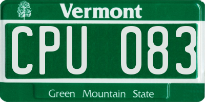 VT license plate CPU083