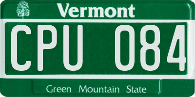 VT license plate CPU084