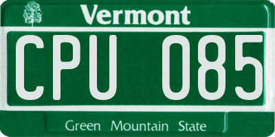 VT license plate CPU085
