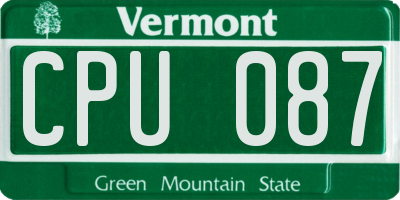VT license plate CPU087