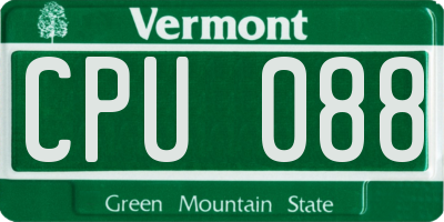 VT license plate CPU088