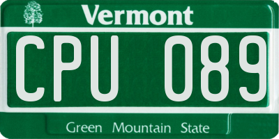 VT license plate CPU089