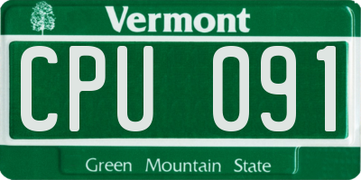 VT license plate CPU091