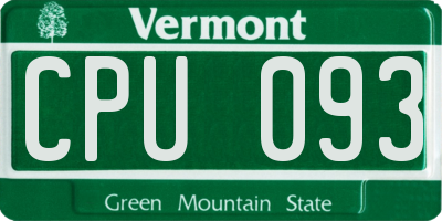 VT license plate CPU093