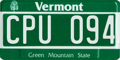 VT license plate CPU094