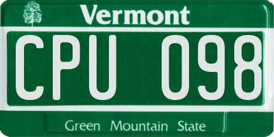 VT license plate CPU098