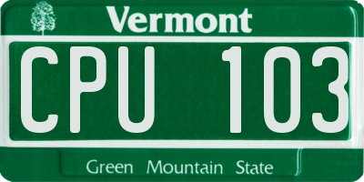 VT license plate CPU103