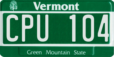VT license plate CPU104