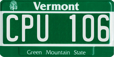 VT license plate CPU106