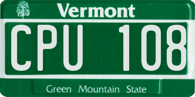 VT license plate CPU108
