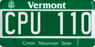 VT license plate CPU110