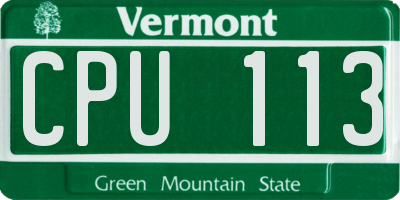 VT license plate CPU113