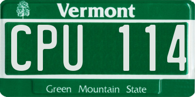 VT license plate CPU114