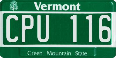 VT license plate CPU116