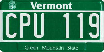 VT license plate CPU119