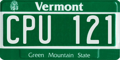 VT license plate CPU121
