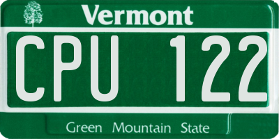 VT license plate CPU122