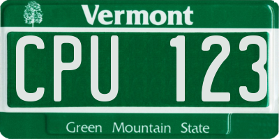 VT license plate CPU123