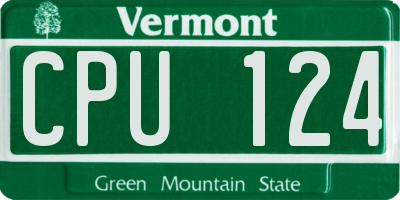 VT license plate CPU124