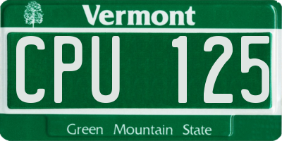 VT license plate CPU125