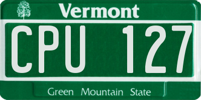 VT license plate CPU127