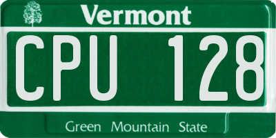 VT license plate CPU128