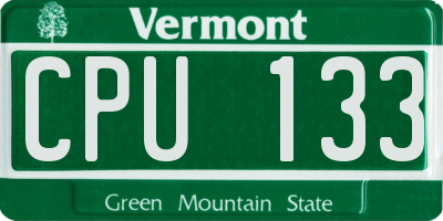 VT license plate CPU133